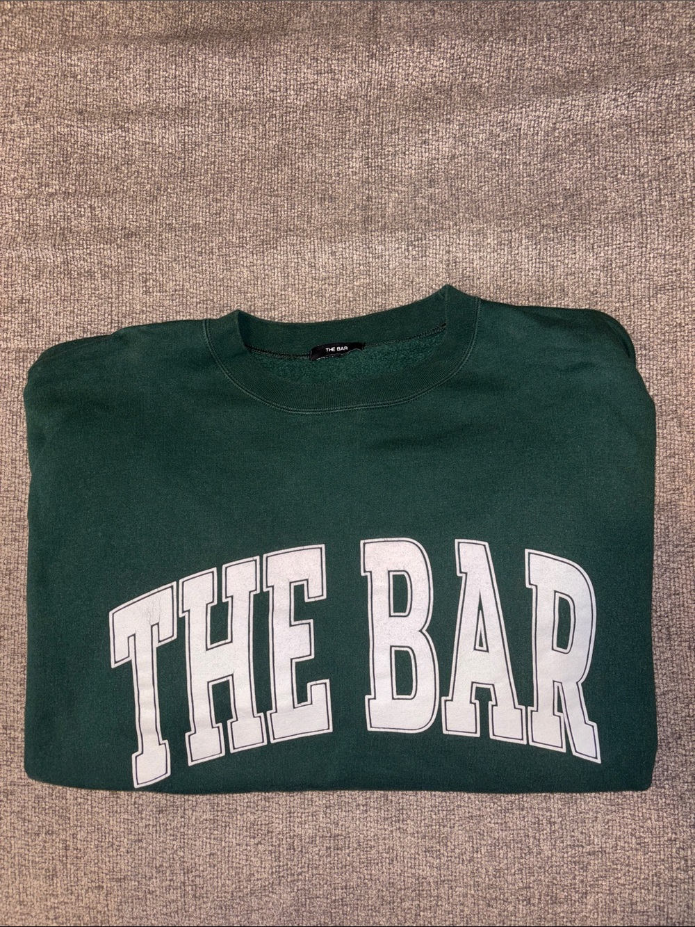 The Bar Green Crewneck Sweatshirt with White Block Logo